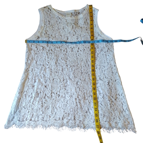 Chicos Tank Top Womens 1 Medium M White Sleeveless Shirt Stretch Blouse Lace - Picture 5 of 8